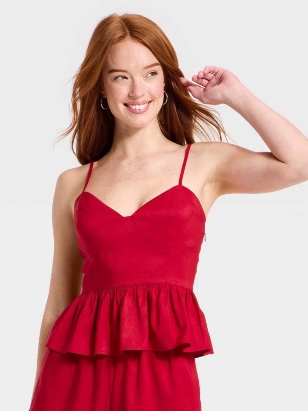 Women’s Corset Peplum Top - A New Day Red S